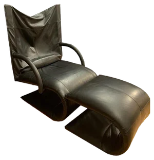 Set of Zen Armchair with Footstool by Claude Brisson for Ligne Roset, France, 1980s