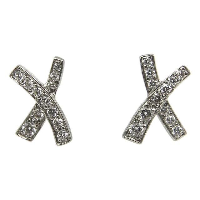 1980s Vintage Paloma Picasso for Tiffany & Co. Platinum and Diamond Kiss Earrings, A Pair For Sale