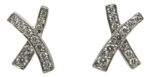 1980s Vintage Paloma Picasso for Tiffany & Co. Platinum and Diamond Kiss Earrings, A Pair