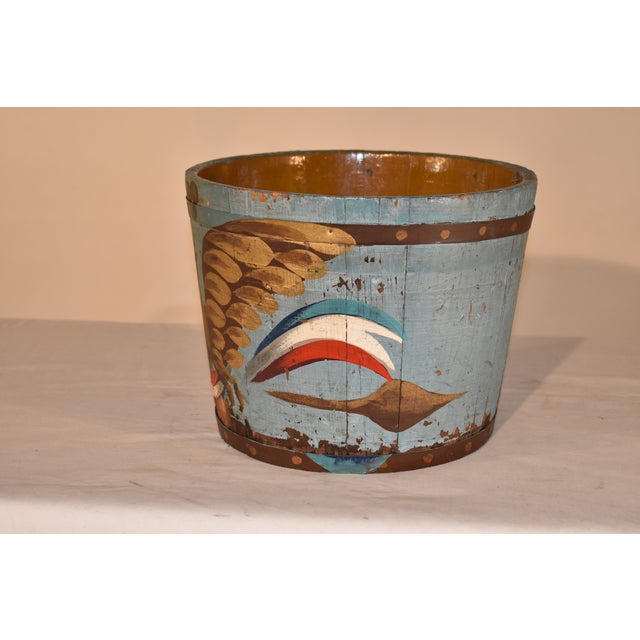 Blue Hand-Painted Maple Sap Bucket , Circa 1960 For Sale - Image 8 of 8