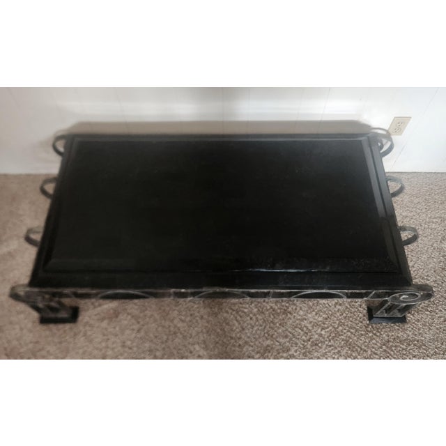 Late 20th Century French Art Deco Style Iron and Marble Coffee Table For Sale - Image 9 of 14