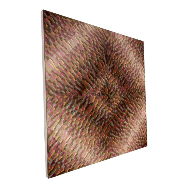 Vintage Mid Century Signed Abstract Geometric Oil Painting For Sale