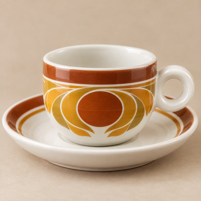 Mid-Century Modern Vintage Mid-Century Modern Rosenthal Studio-Line German Porcelain Coffee Set – Geometric Design, Coffee Pot, 5 Cups & Saucers - 12 pcs For Sale - Image 3 of 5