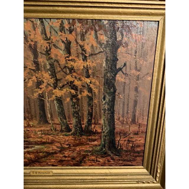 Early 20th Century Edward Robert Sitzman Framed Original Oil Painting of Autumn Scene For Sale - Image 4 of 10