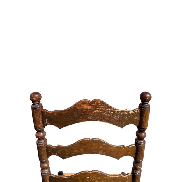 2000 - 2009 English Ladder Back Accent Chair With Rush Seat For Sale - Image 5 of 9