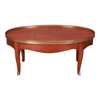 Baker Furniture French Louis XV Mahogany and Brass Coffee Table For Sale