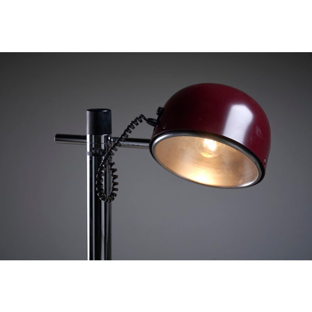 Chrome and Bordeaux Floor Lamp by Enrique Franch for Metalerte, 1970s For Sale - Image 3 of 11