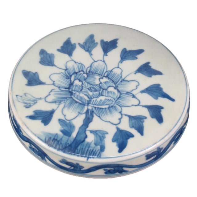 Ceramic Blue & White Tea Jar For Sale - Image 7 of 8