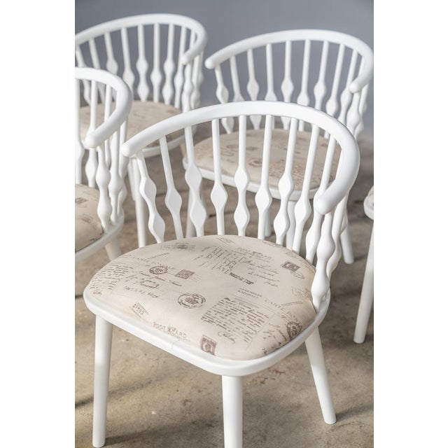 Early 21st Century Painted Beech Chairs with Padded Fabric Seats, 1970s, Set of 6 For Sale - Image 5 of 18
