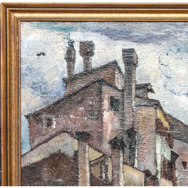 Early 20th Century Attributed to Gordon McCouch, Modernist Venetian Street Scene Oil Painting For Sale - Image 4 of 18
