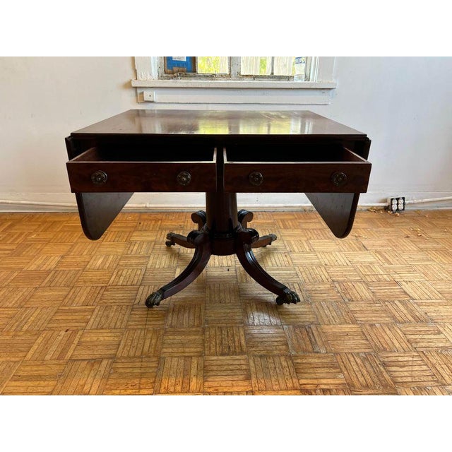 19th Century Antique Regency. Style Mahogany Drop-Leaf Sofa Console Table. For Sale - Image 4 of 12