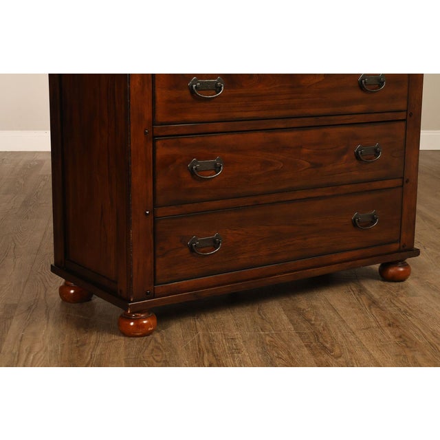 Wood Mission Style Media Chest With Open Storage For Sale - Image 7 of 18