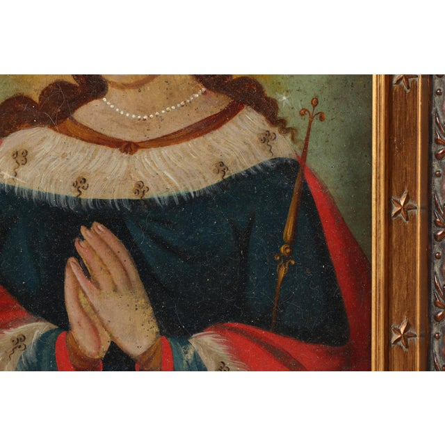Red Saint Hedwig, Oil on Tin, 19th Century For Sale - Image 8 of 11