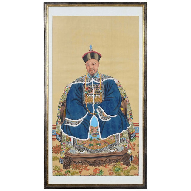 Silk, in modern frames, panels approx. 34 x 18.5 in., frames 40x 22 x 1/2 in. Provenance: From the Estate of William...