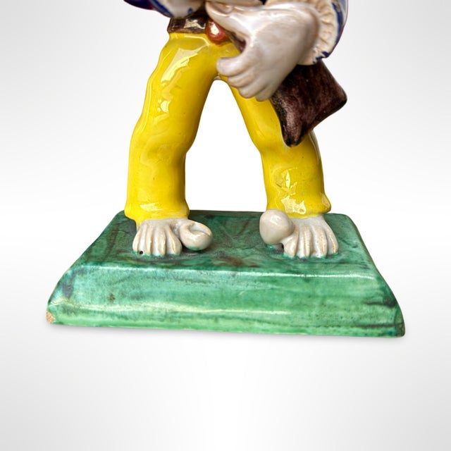 Vintage Italian Barefoot Golfer Hand-Painted Ceramic Sculpture – Signed For Sale - Image 4 of 8