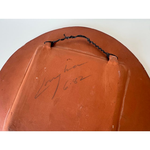 Pair of 1980s Vintage Handmade Abstract Wall Art Ceramic Plates by Larry H. For Sale - Image 10 of 10