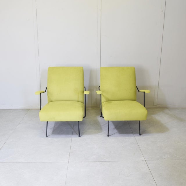 Black Slipper Chairs in Tubular Metal by Mario Franchioni for Framar, 1950s, Set of 2 For Sale - Image 8 of 13