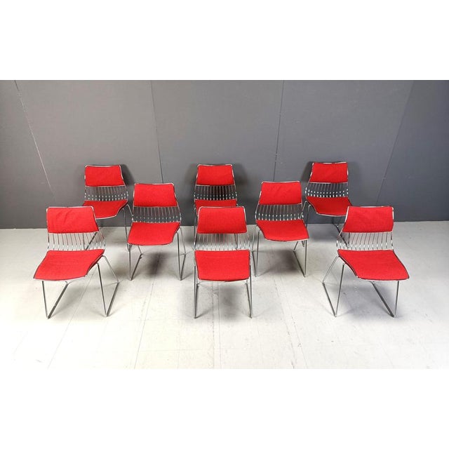 Red Dining Chairs by Rudi Verelst for Novalux, 1970s, Set of 8 For Sale - Image 8 of 12
