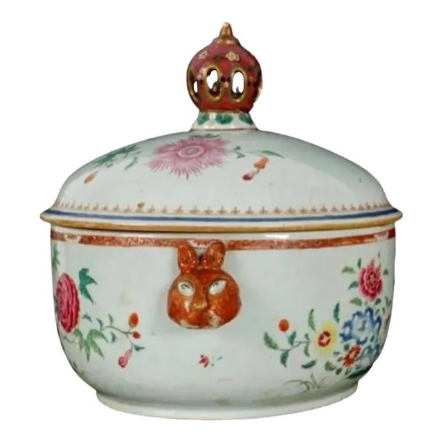 Chinese Export Covered Bowl With Rabbit Handles (#1) For Sale