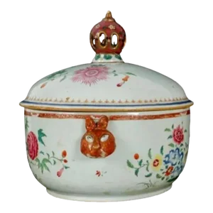 Chinese Export Covered Bowl With Rabbit Handles (#1)