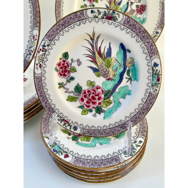 Ceramic Crown Staffordshire Chinoiserie Porcelain Rock Bird Dinner Plates - Set of 22 For Sale - Image 7 of 9