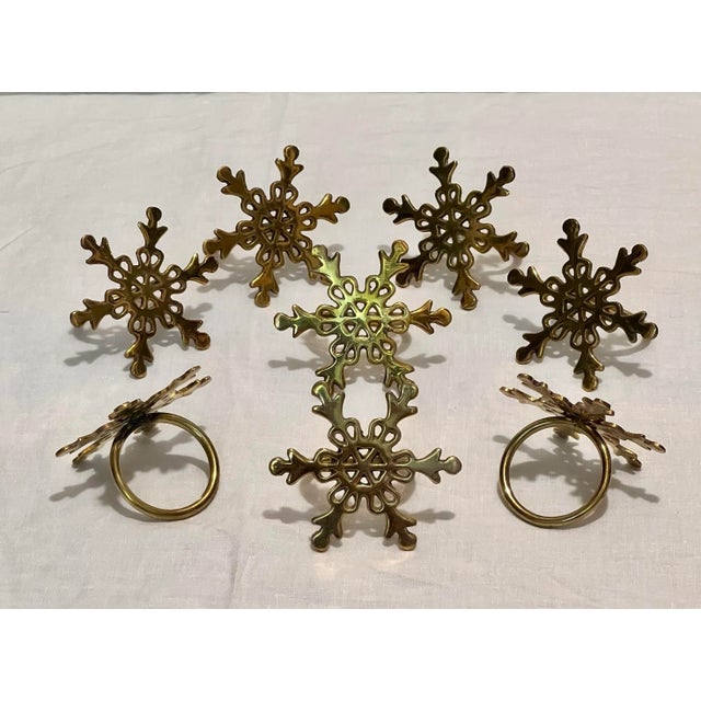 Elevate your holiday dining experience with these exquisite Vintage Polished Brass Snowflake Napkin Rings. This charming...