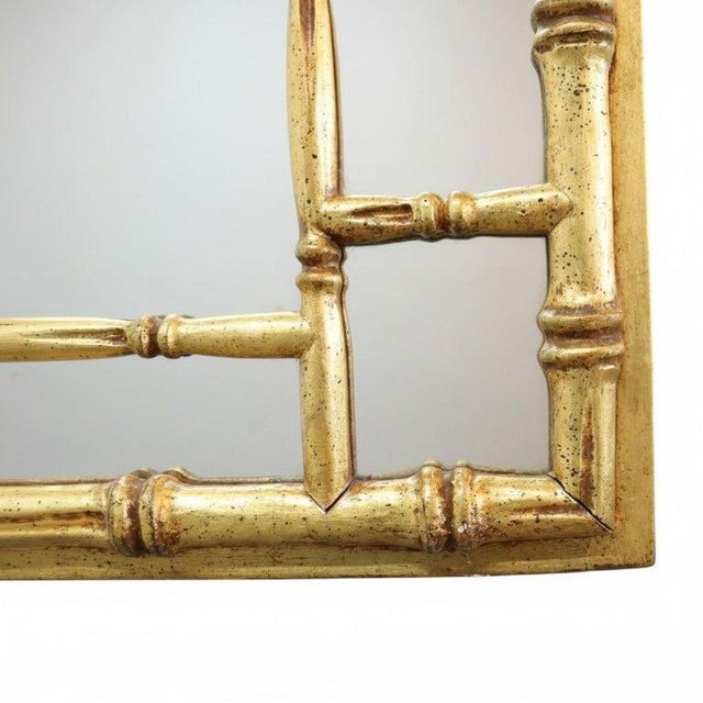 1930s Italian Aesthetic 47" Faux Bamboo Gilt Wood Mirror With Greek Key Elements C1930 For Sale - Image 5 of 8