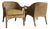 Pair, Soft Yellow Butterfly Motif McGuire Double Cane Barrel Back Club Chairs, Late 20th Century For Sale