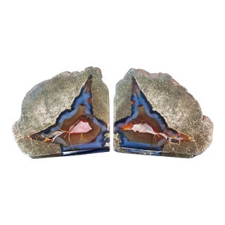 Mid 20th Century Spectacular Red Fox Agate Thunderegg Extra Large Bookends For Sale