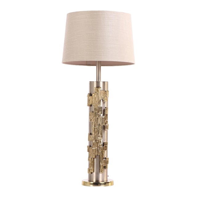 1970s Brutalist Metal Table Lamp by Laurel Lamp Company For Sale