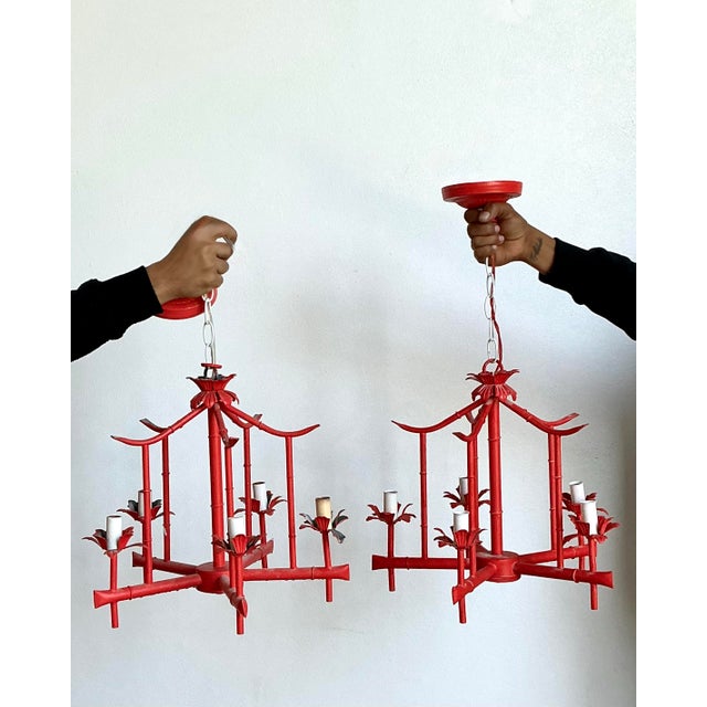 Vintage Regency Painted Faux Bamboo Pagoda Lantern For Sale In West Palm - Image 6 of 12