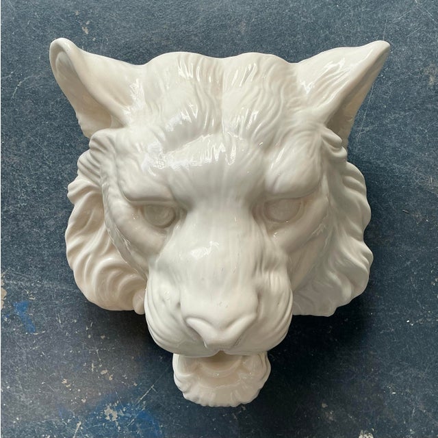 Vintage Fitz and Floyd Tiger Head Wall Wall Pocket For Sale - Image 12 of 12