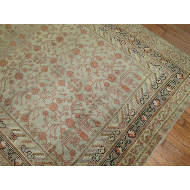 Gray Antique Zabihi Collection Gray Khotan Gallery Rug For Sale - Image 8 of 9