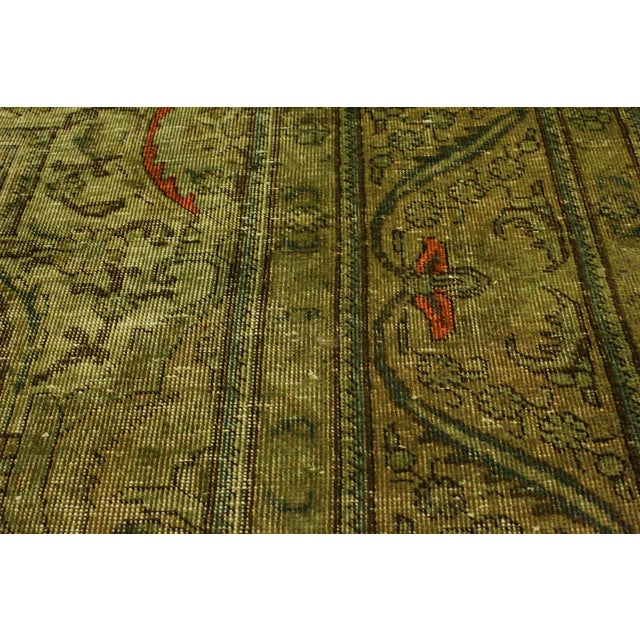 Vintage No Pile Persian Green/Gray Wool Rug - 10'1'' X 13'0'' For Sale In New York - Image 6 of 10