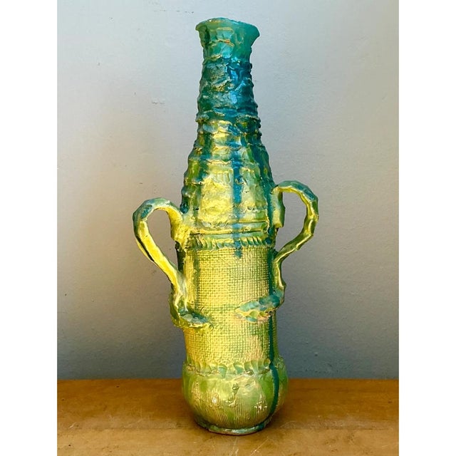 Ceramic Vintage Abstract Glazed Cutout Ceramic Vase For Sale - Image 7 of 12