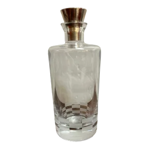 Christolfle Sterling and Crystal Etched Decanter Signed