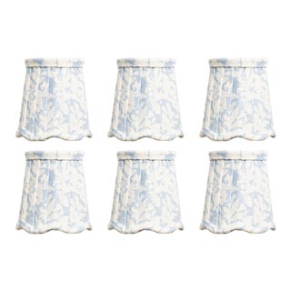 Scalloped Soft Blue and White Coral Sconce Shades - Set of 6 For Sale