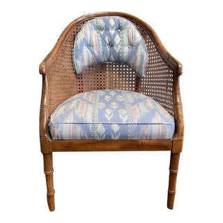 Vintage Hollywood Regency Faux Bamboo Caned Chair For Sale