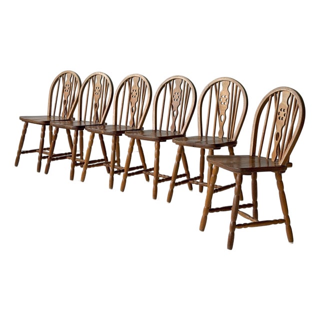 Scandinavian Oak Spindle Back Dining Chairs For Sale