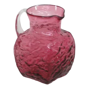 Pilgrim Glass Cranberry Pink Pebbled Rippled Small Pitcher
