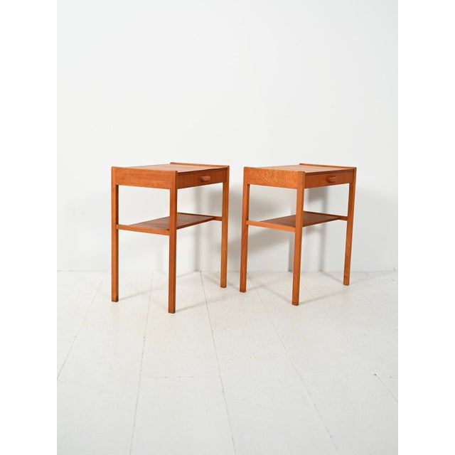 Vintage Scandinavian Bedside Tables with Drawer and Magazine Rack, 1960s, Set of 2 For Sale - Image 4 of 10