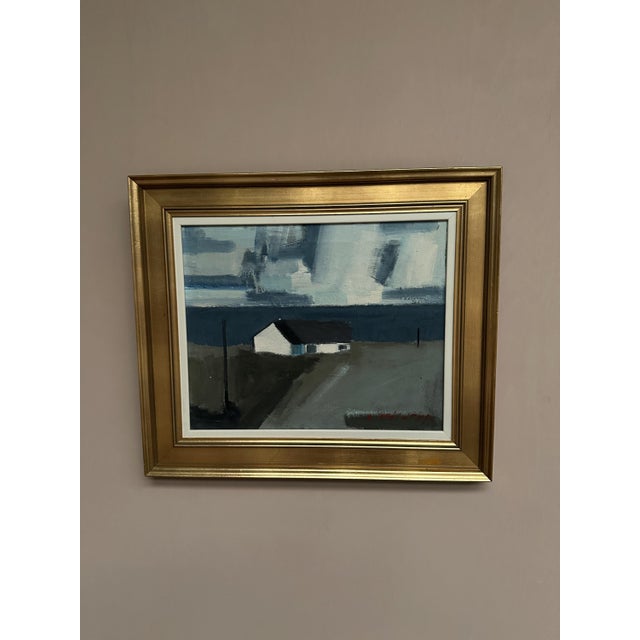 Egon Møldrup, Coastal Motif with Houses, 1950s, Oil on Canvas, Framed For Sale - Image 6 of 14