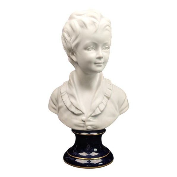 Limoges Porcelain Bust of the Child Alexandre Brongniart after Jean Houdon by Camille Tharaud For Sale