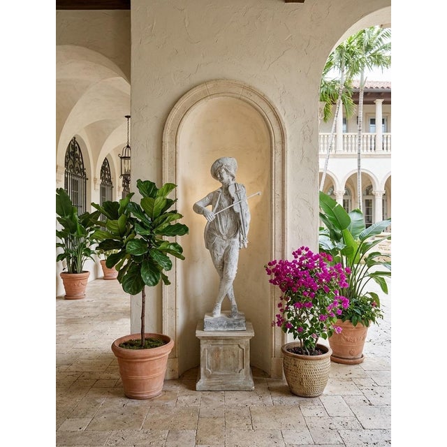 Vintage European-Style Lead Garden Statue of a Standing Violinist For Sale - Image 11 of 12