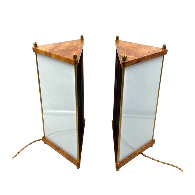 Palisander and Brass Table Lamps by Leonardo Mosso, Italy, 1970s, Set of 2 For Sale - Image 4 of 18