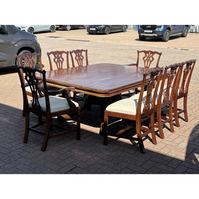 Antique Mahogany Dining Table and Chairs, Set of 9 For Sale - Image 17 of 18