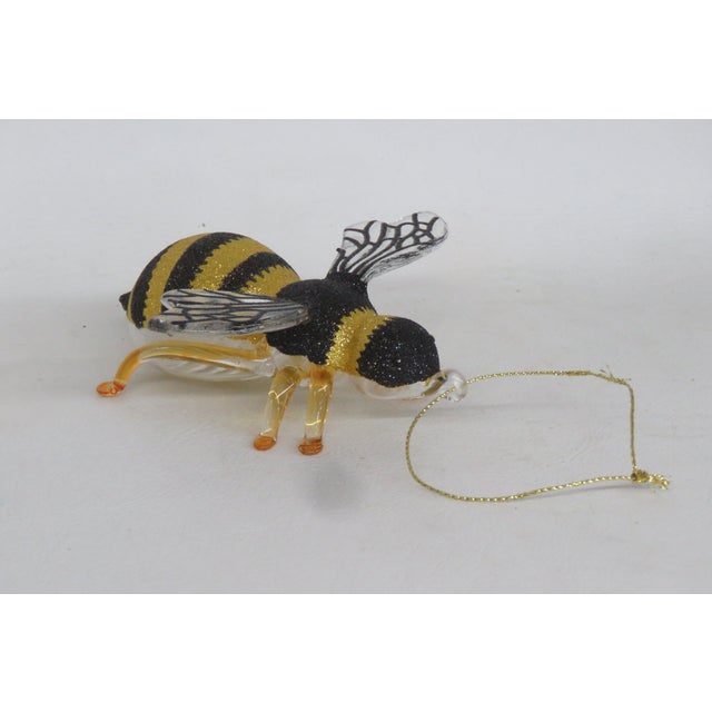 Glass Robert Stanley Bumblebee Christmas Ornament Blown Glass With Glitter Top 4495b For Sale - Image 7 of 12