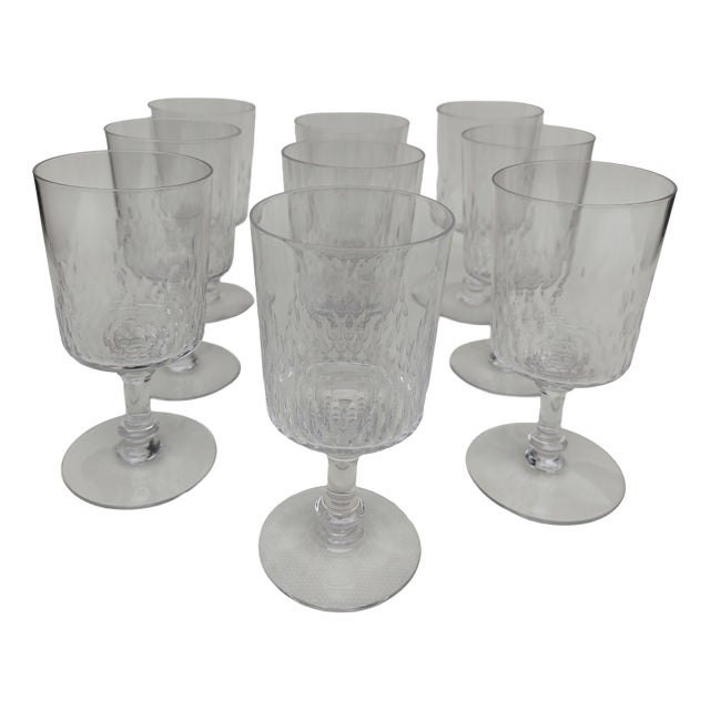 Large Crystal Glasses from Baccarat, 1890s, Set of 9 For Sale
