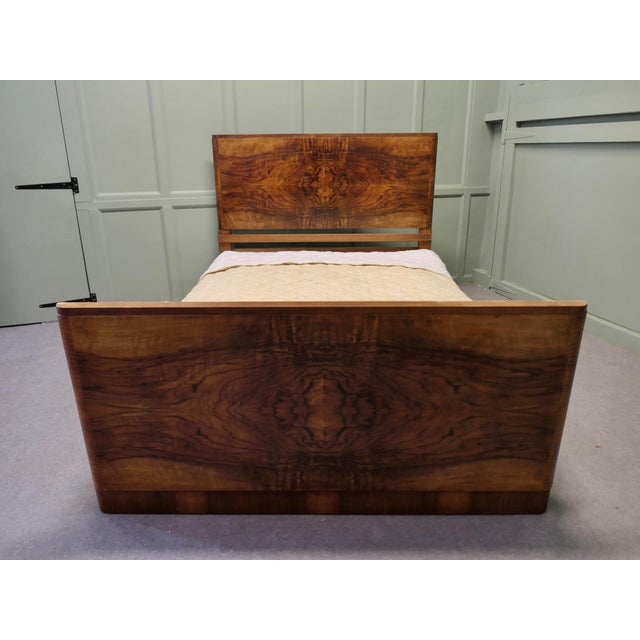 1920s Art Deco Bur Walnut Double Bed, 1920 For Sale - Image 5 of 8