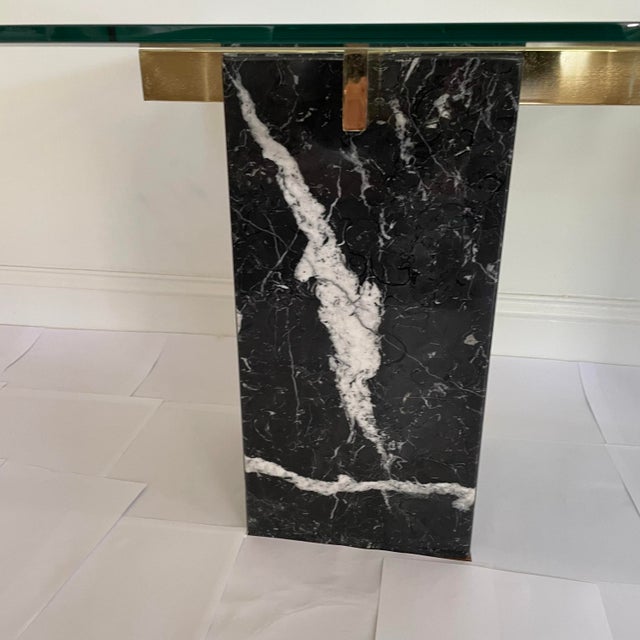 A Pair of Vintage Artedi Black Marquina Marble Glass Side Tables For Sale In New York - Image 6 of 10